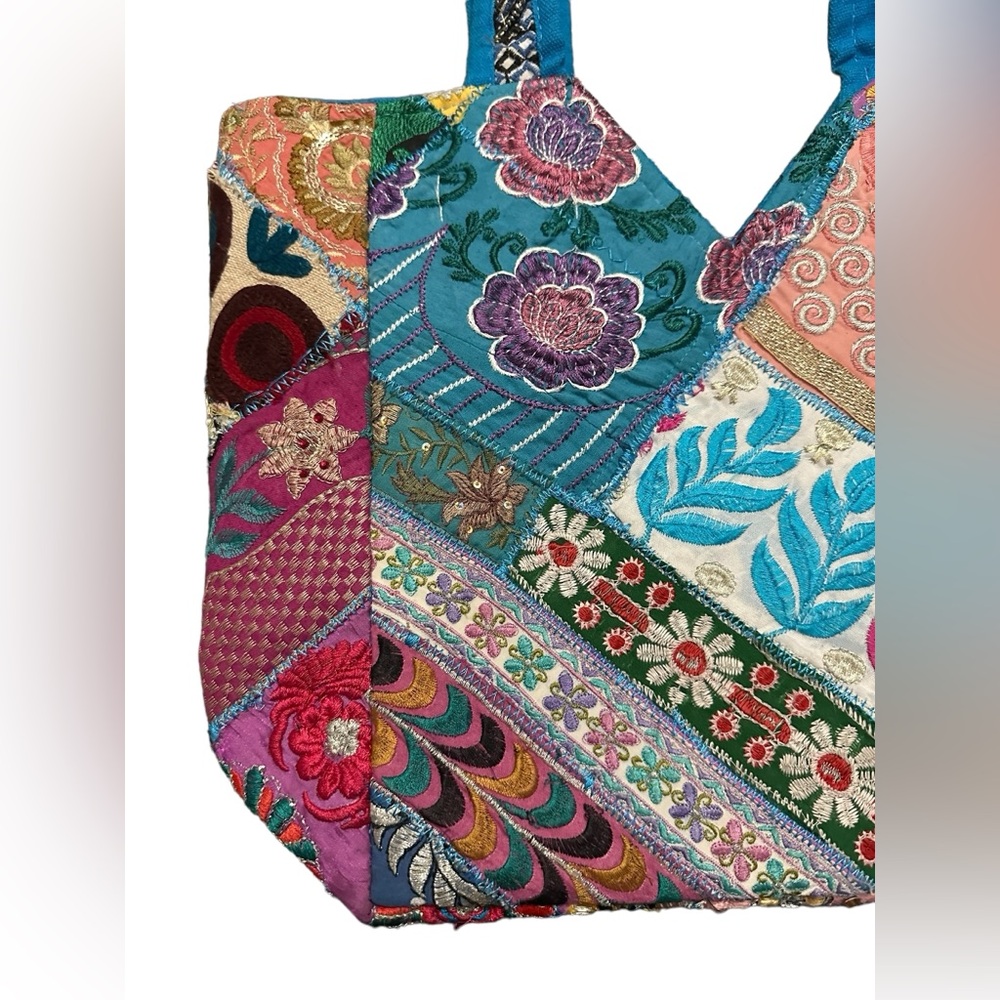 Tribe Azure Fair Trade Patchwork Embroidered Bohe… - image 2